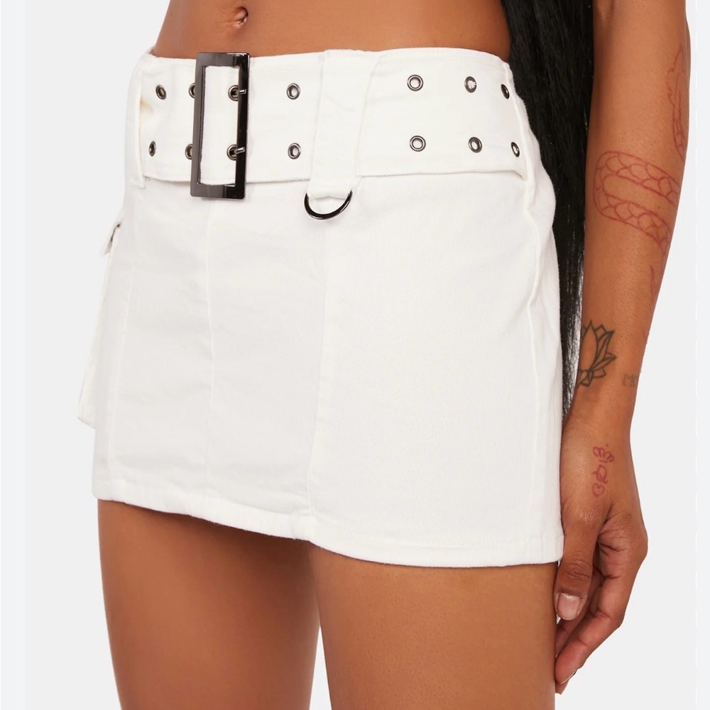 Edikted White Cargo Mini Skirt Belted Y2K Utility Skirt Women’s Medium